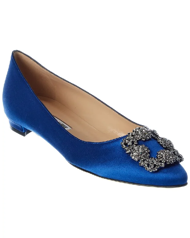 Luxury flats with patios-Manolo Blahnik Hangisi Satin Flat