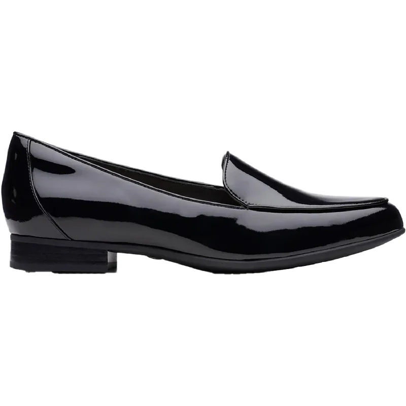 Fashion dress shoes with quick-dry-Women's Clarks Un Blush Ease Black Patent Leather