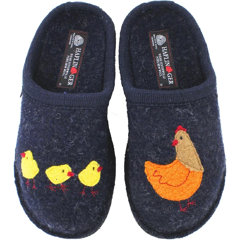 Slippers for tea breaks-Women's Haflinger Gallina Captains Blue Boiled Wool