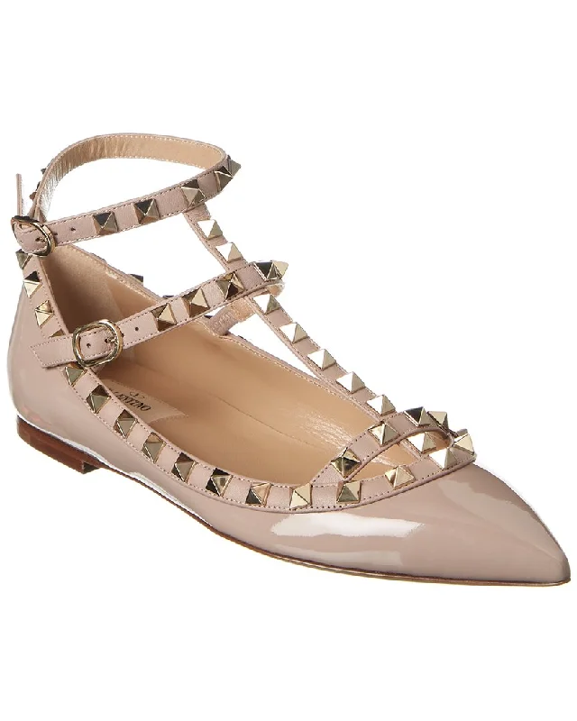 Flats near urban towns-Valentino Rockstud Caged Patent Flat