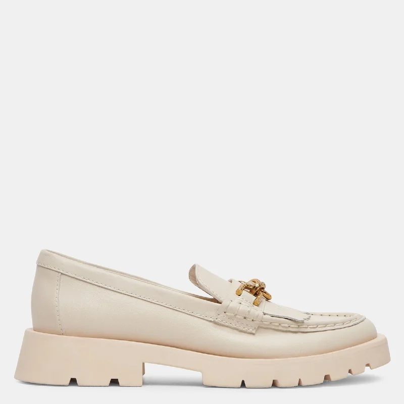 Stylish flats with lofts-ERNA FLATS IVORY LEATHER