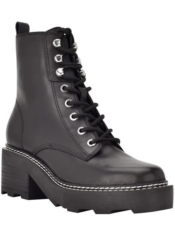 boots for hiking on icy terrain-Abeni Womens Leather Platform Combat & Lace-up Boots