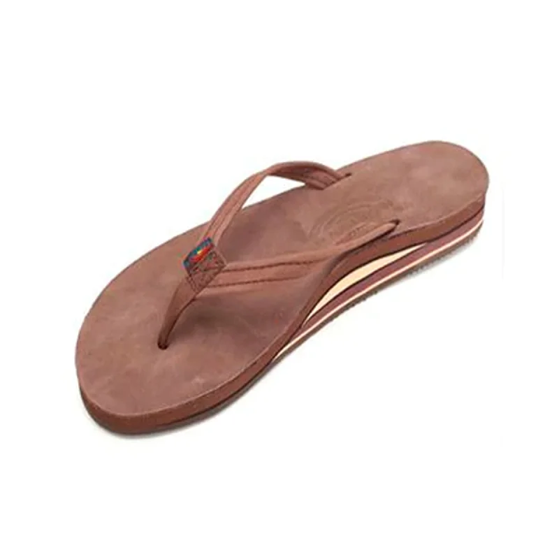 Casual sandals for everyday wear-Rainbow Double Skinny Premier Leather Women's Sandals - Expresso