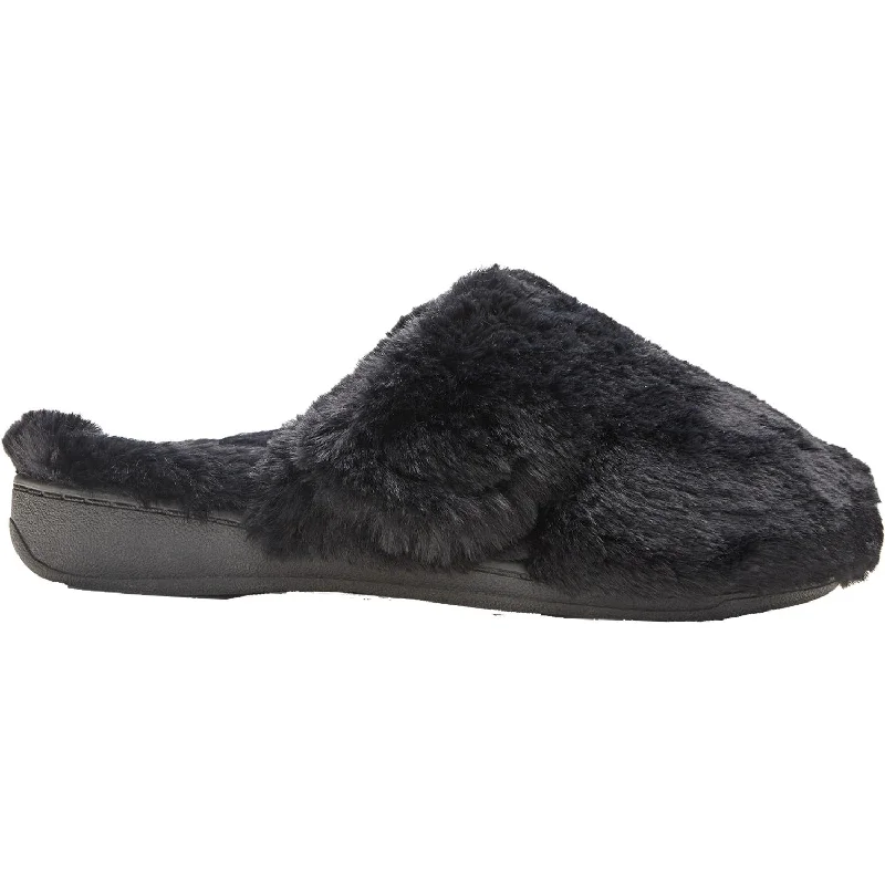 Slippers for soft tops-Women's Vionic Gemma Plush Black Faux Fur