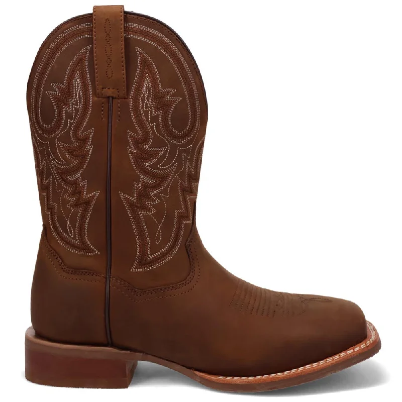 boots for high-heel lovers-Dan Post Men's Brigston Brown Leather Broad Square Toe Western Boots