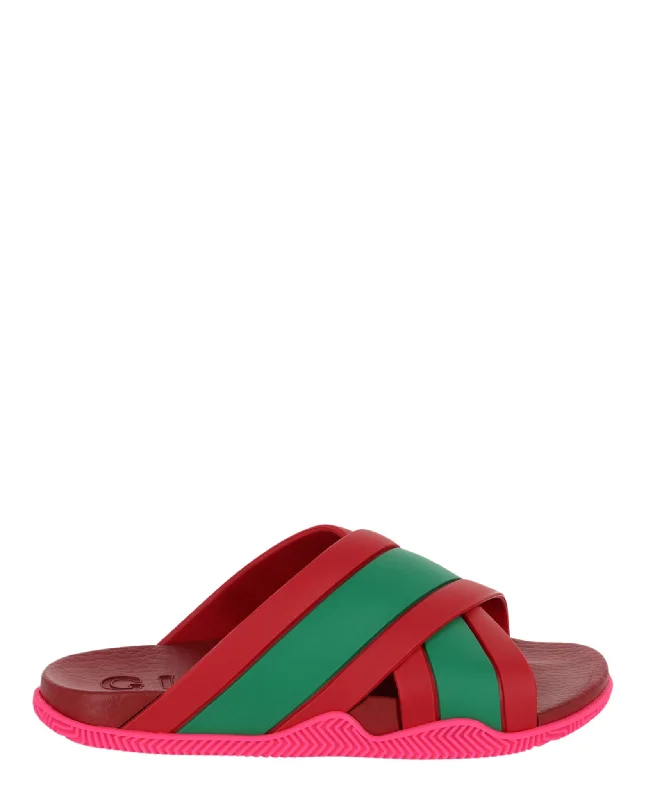 Sandals for chic, comfortable wear-Rubber Web Striped Sandals