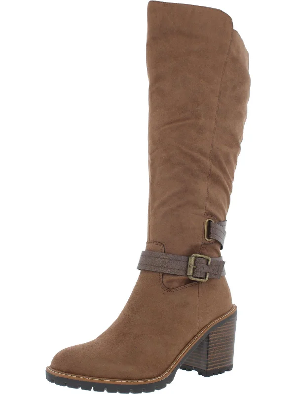 boots for fashionable rainy weather-Viviaan Womens Pull On Lug Sole Knee-High Boots