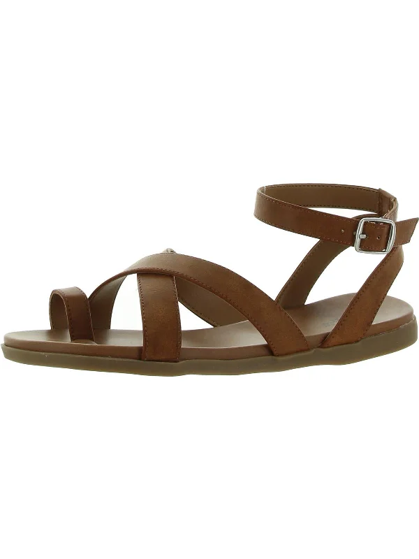 Sandals for all-day comfort-Lianaa Womens Faux Leather Strappy Ankle Strap