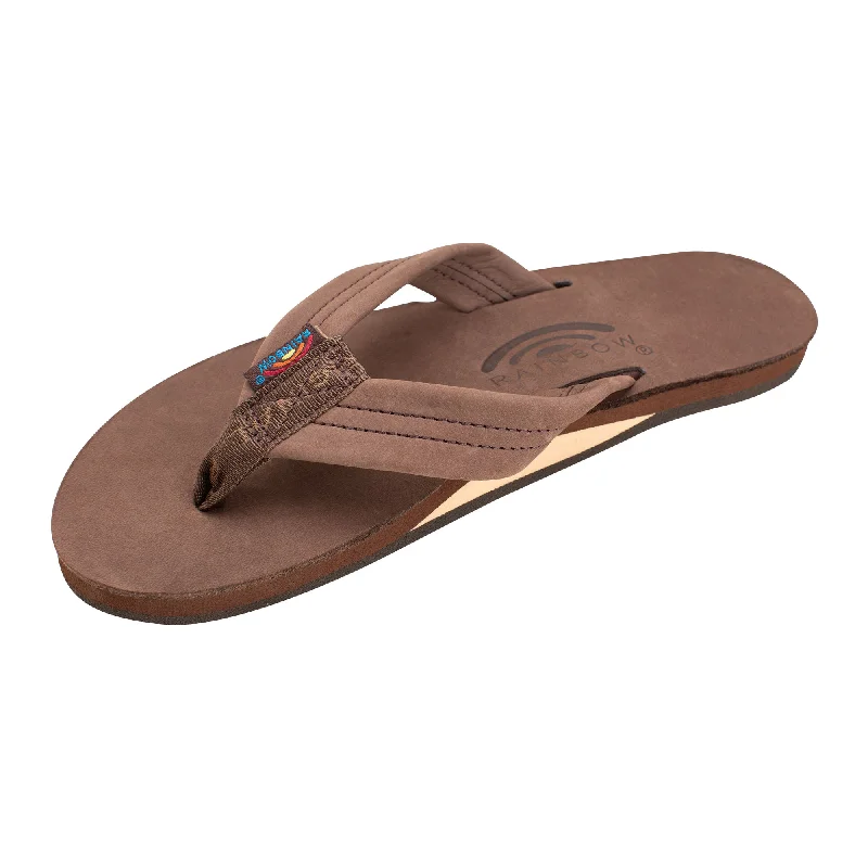 Sandals with feminine details-Rainbow Single Premier Leather Women's Sandals - Expresso