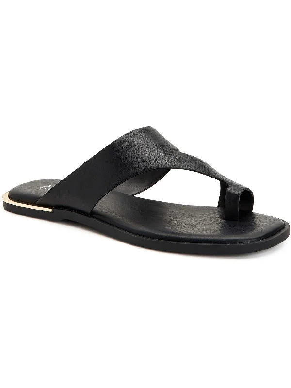 Sandals for everyday outdoor wear-Freddee Womens Leather Open Toe Flats