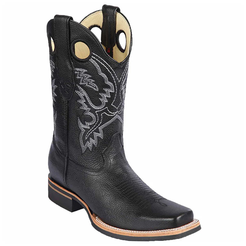 waterproof boots for women-Los Altos 8132705 Men's Black Genuine Grisly Rodeo Boots