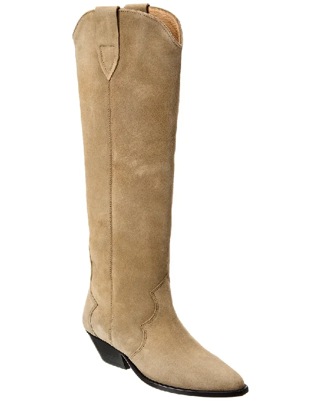 casual boots with soft leather-Isabel Marant Denvee Suede Knee-High Boot