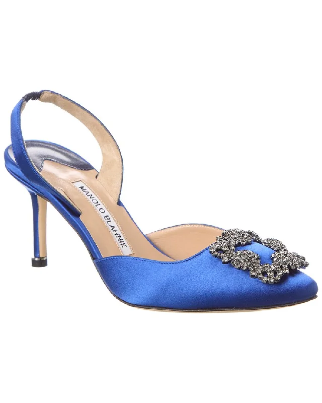 Manolo Blahnik Hangisli 70 Satin Slingback Pump