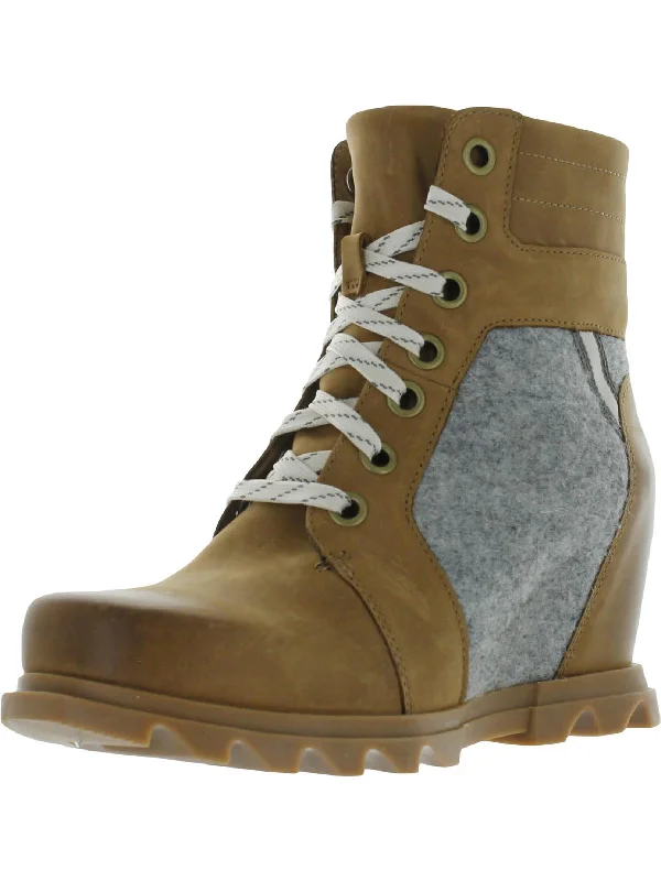 outdoor boots for extreme weather-Joan of Arctic Wedge III Lexie Womens Nubuck Round Toe Combat & Lace-up Boots