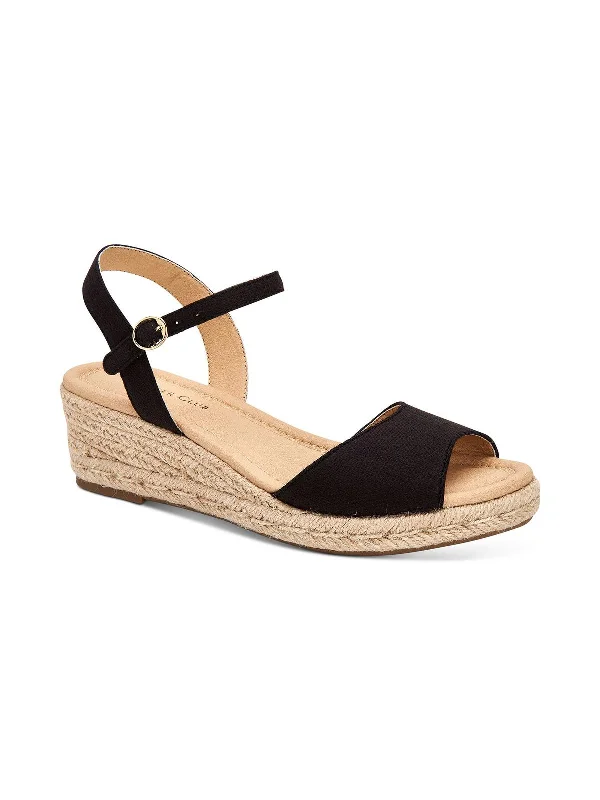 Sandals for casual getaways-Luchia Womens Canvas Buckle Wedge Sandals