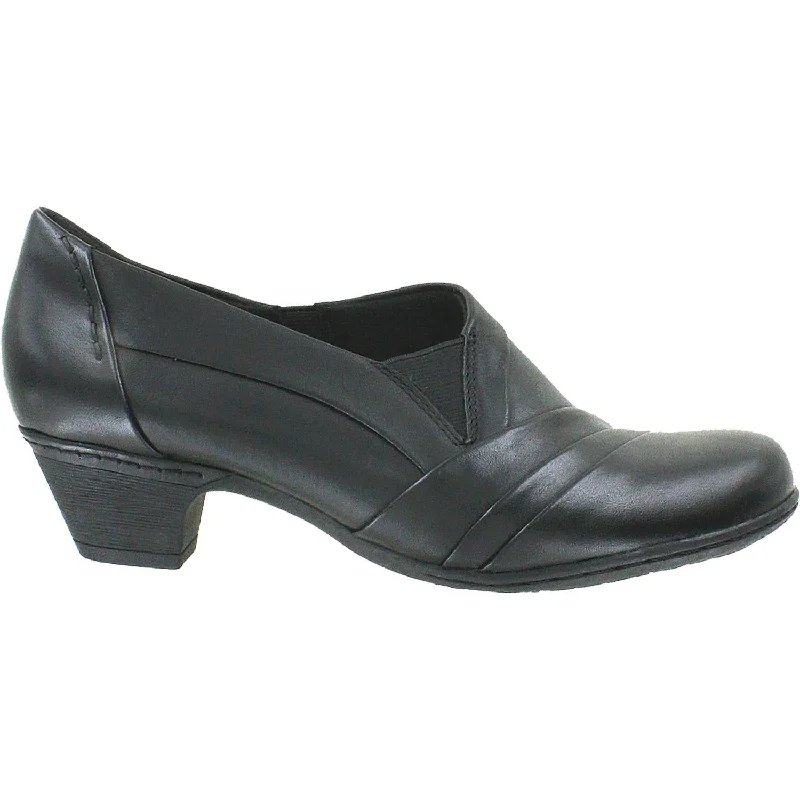 Fashion dress shoes for vacation-Women's Rockport Cobb Hill Abbott Slip-On Black Leather