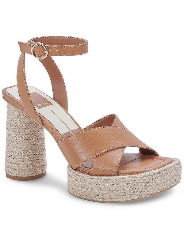 Sandals for spring-Arlow Womens Leather Ankle Strap Espadrilles