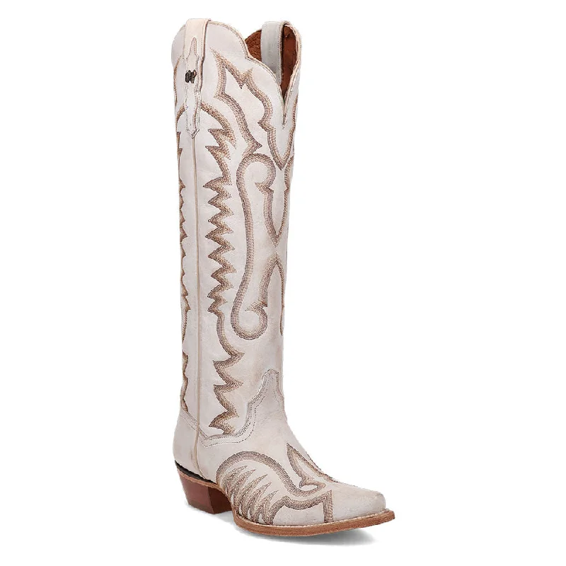 boots for outdoor winter fun-Dan Post Women's Western White Josie Tall Snip Toe Boots