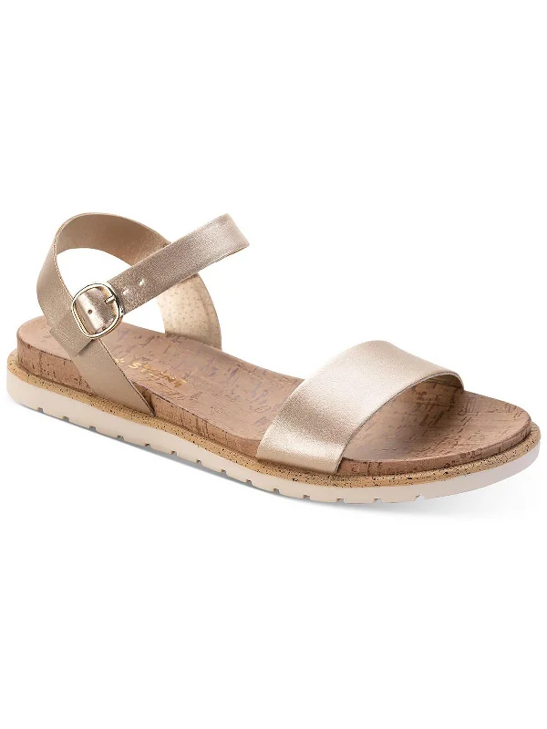 Sandals for stylish beach vibes-Mattie Womens Faux Leather Open Toe Flats