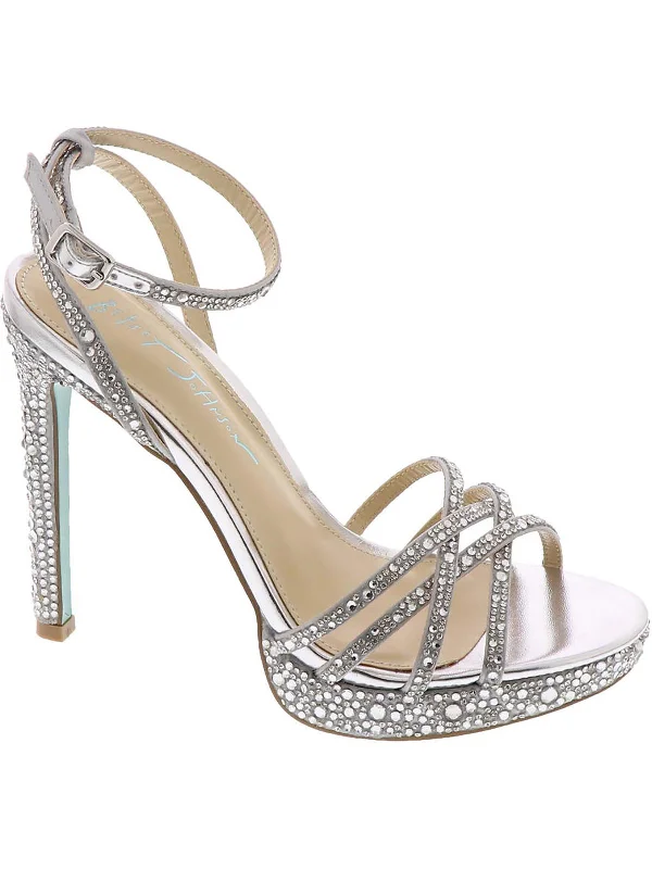 SBADDE Womens Embellished Ankle Strap Pumps