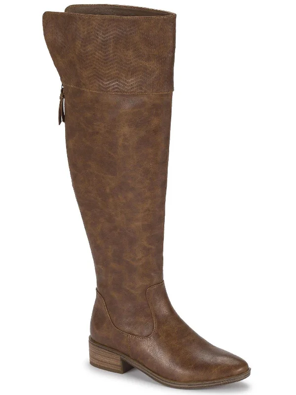 boots with breathable lining-Marcela Womens Textured Tall Over-The-Knee Boots