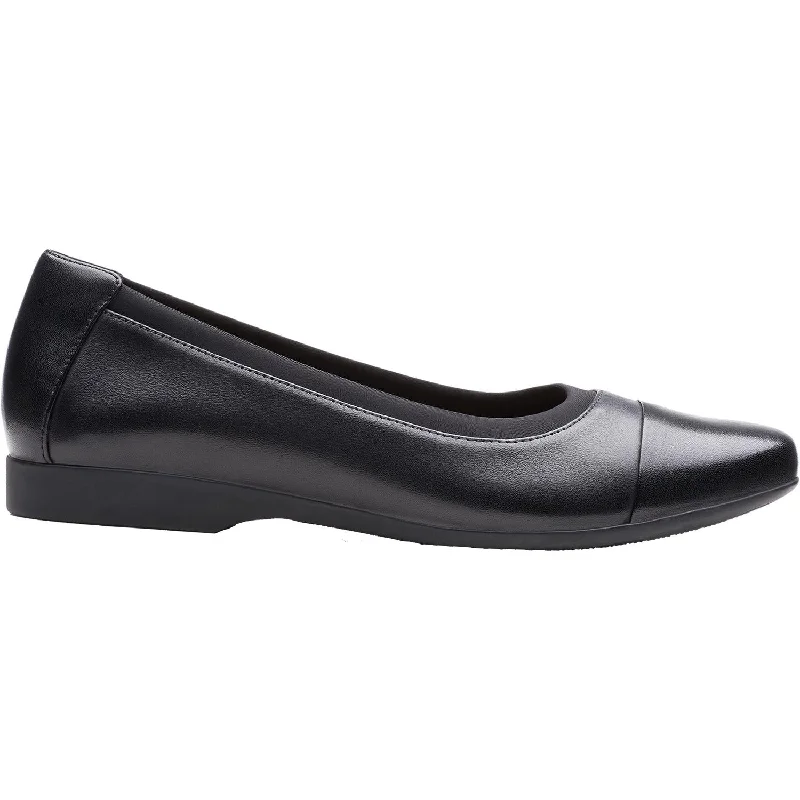 Fashion dress shoes with tuxedo-Women's Clarks Un Darcey Cap Black Leather