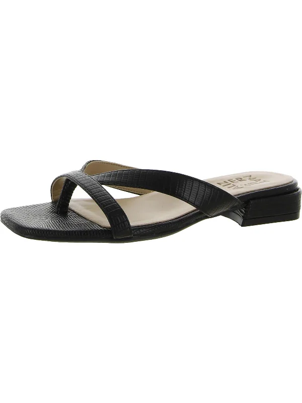 Sandals for laid-back vacations-Precious Womens Faux Leather Thong Slide Sandals