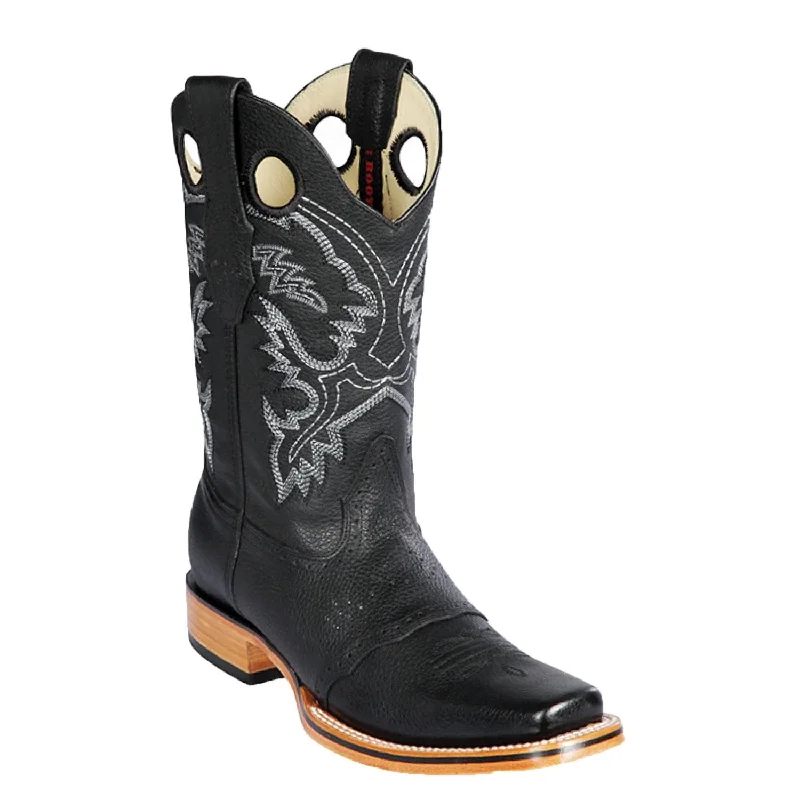 boots with lightweight construction for travel-Los Altos 814C2705 Men's Black Genuine Grisly Rodeo Boots