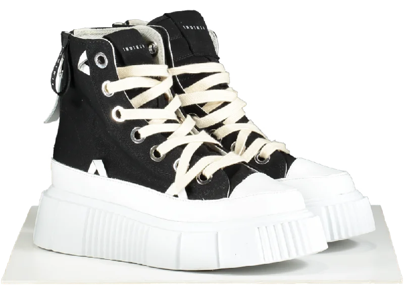 Athletic shoes for foot support-INUIKII Black Platform High-Top Sneakers UK7