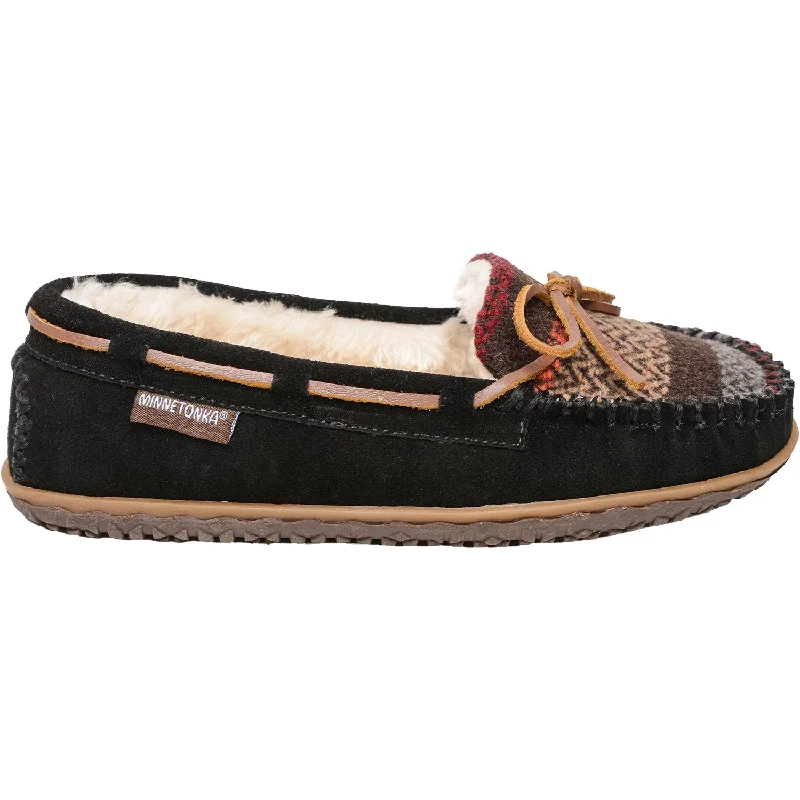 Slippers with athlete ease-Women's Minnetonka Tilia Black Multi Suede