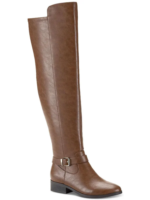 boots for outdoor winter fun and style-Charlaa Womens Faux Leather Buckle Over-The-Knee Boots