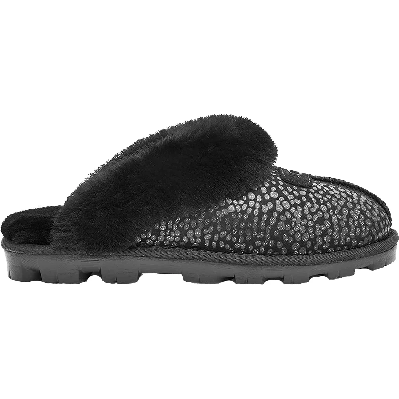 Slippers for astro vibe-Women's UGG Coquette Sparkle Spots Black Sheepskin