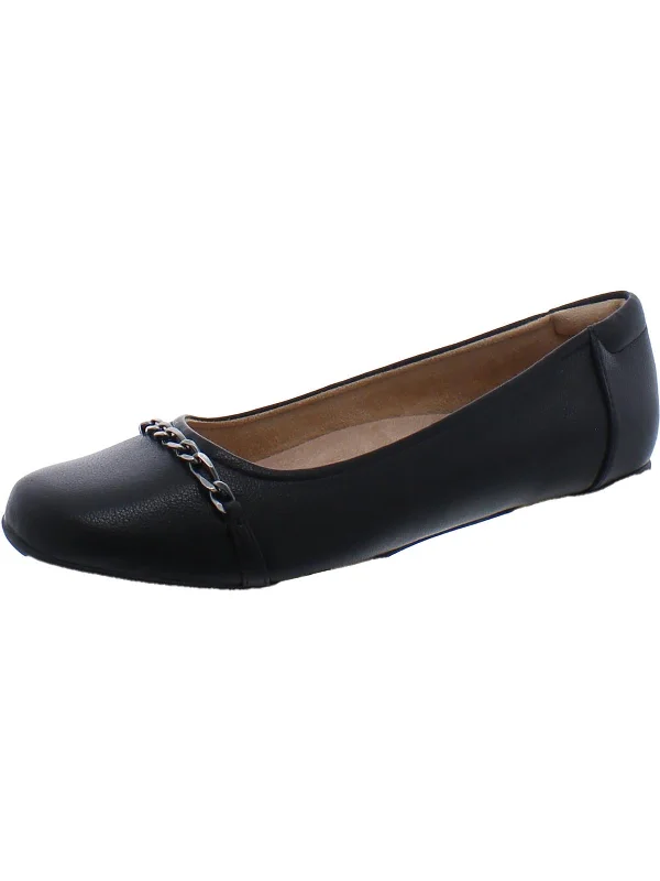 Flats with modern charm-Mystique Womens Faux Leather Slip On Ballet Flats