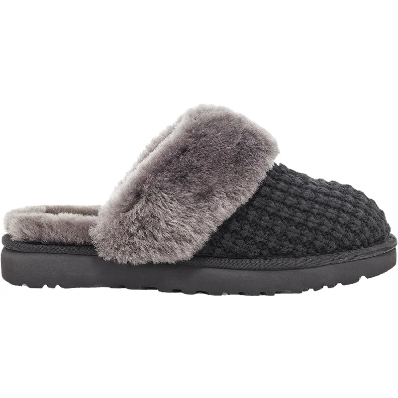 Slippers for plush tops-Women's UGG Cozy Black Knit Fabric