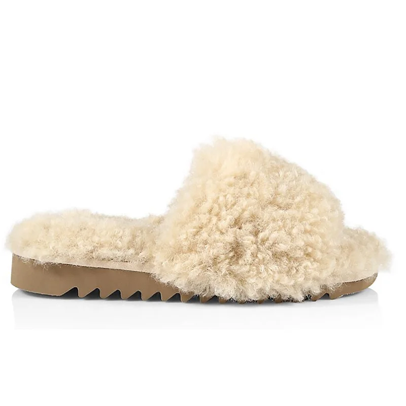 Luxury flats near harbors-Rag & Bone Women's Eira Ivory Faux Shearling Slides Shoes Flats