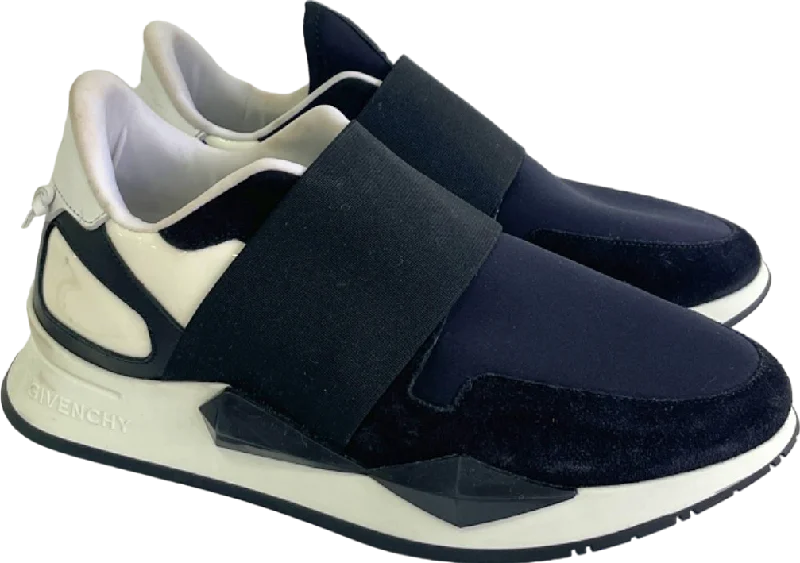 Athletic shoes for competitive runners-Givenchy Black & White Neoprene and Suede Runner Elastic Sneakers  EU 36 UK 3