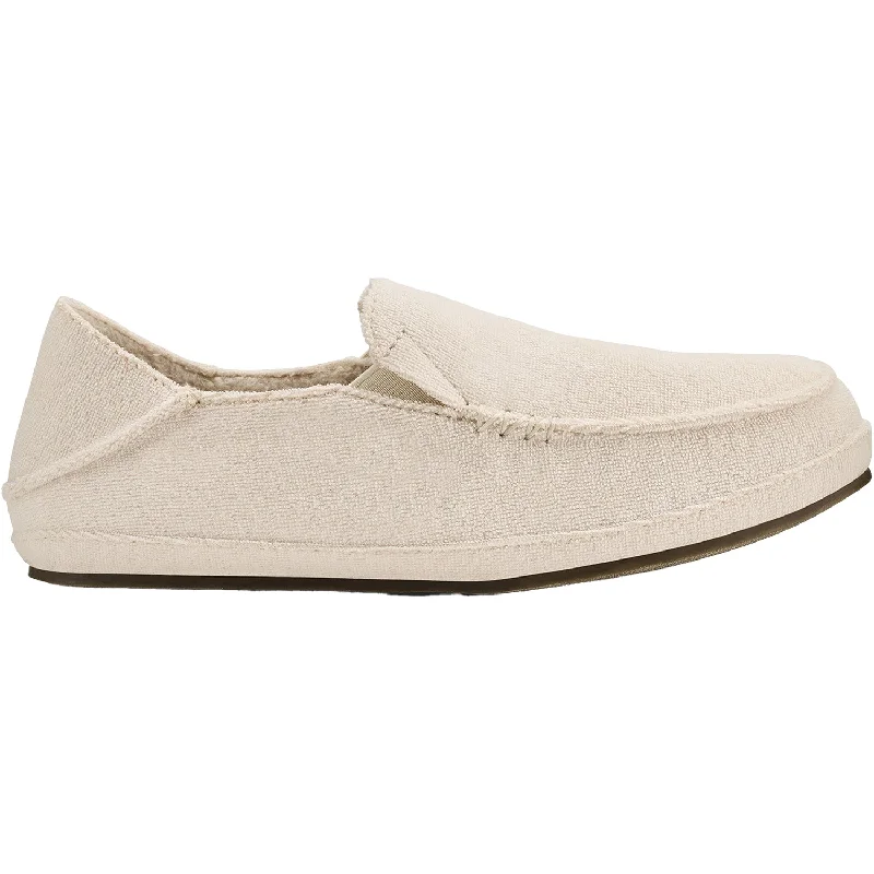 Slippers with plush toes-Women's Olukai Nohea Hulu Bone/Bone Synthetic