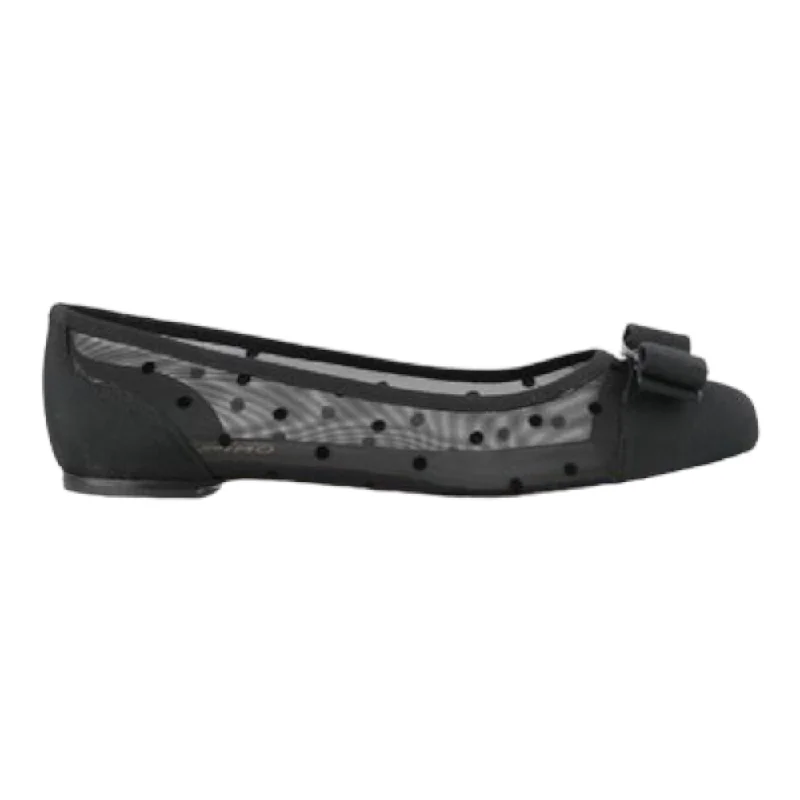 Luxury flats with decks-SALVATORE FERRAGAMO Varina Dots Women's 707708 Black Flats