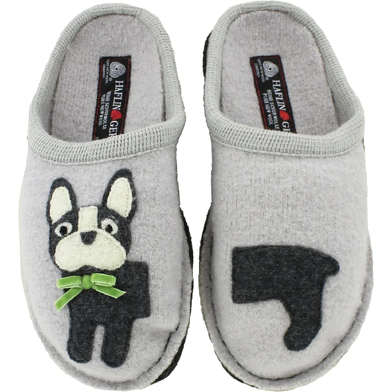 Slippers for all-nighters-Women's Haflinger Puppy Light Grey Wool