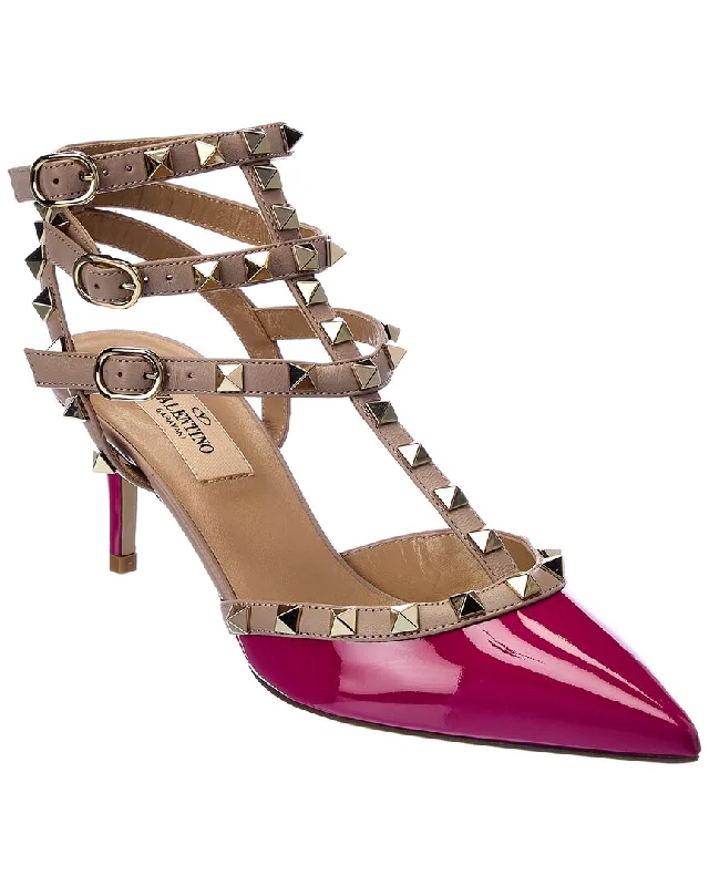 Valentino Rockstud Caged 65 Patent Ankle Strap Pump