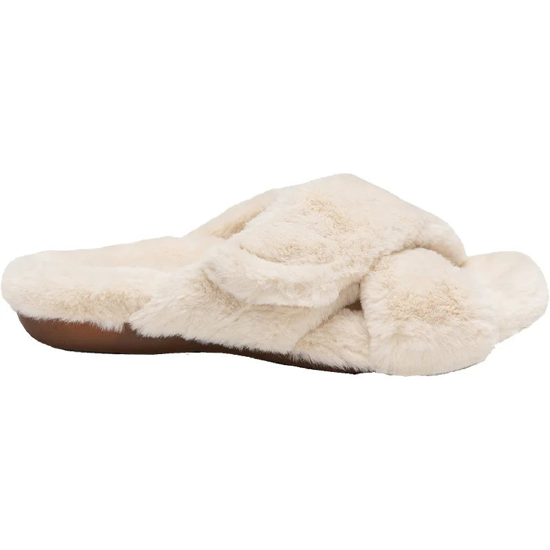 Slippers for blanket wrap-Women's Aetrex Penelope Ivory Faux Fur