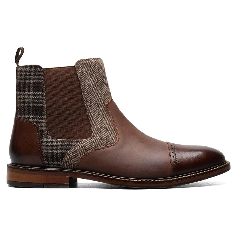 boots with breathable lining-Stacy Adams Finney Brown Multi Cap Toe Chelsea Boots