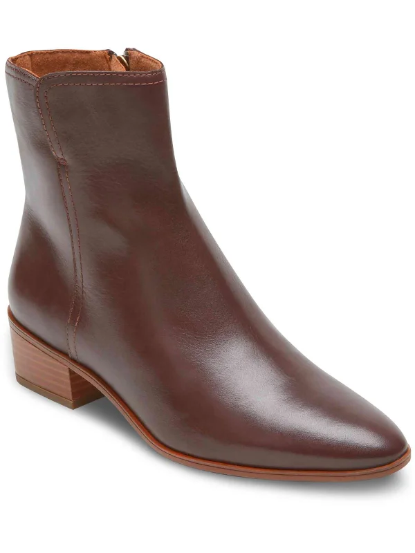 comfortable boots with ankle protection-Geovana  Womens Dressy Leather Mid-Calf Boots