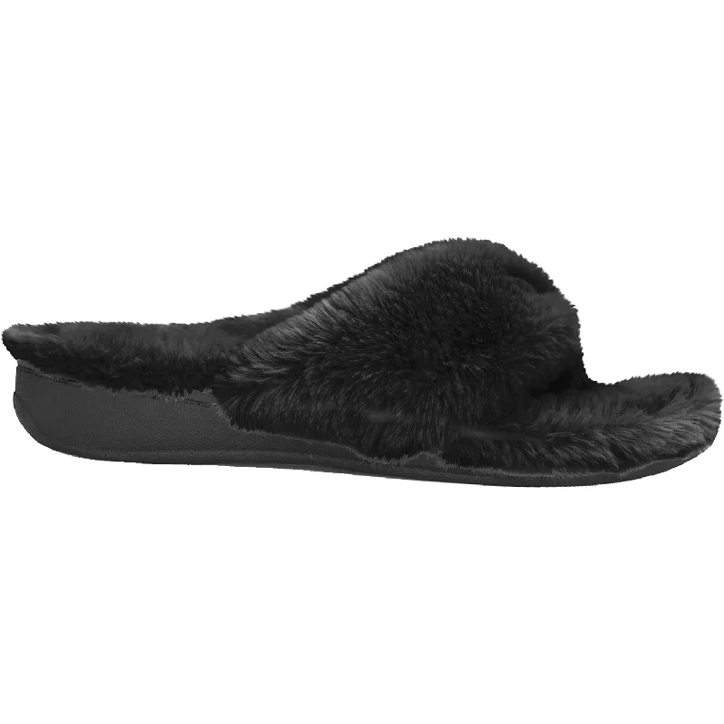 Slippers for soft weave-Women's Vionic Gracie Plush Black Faux Fur