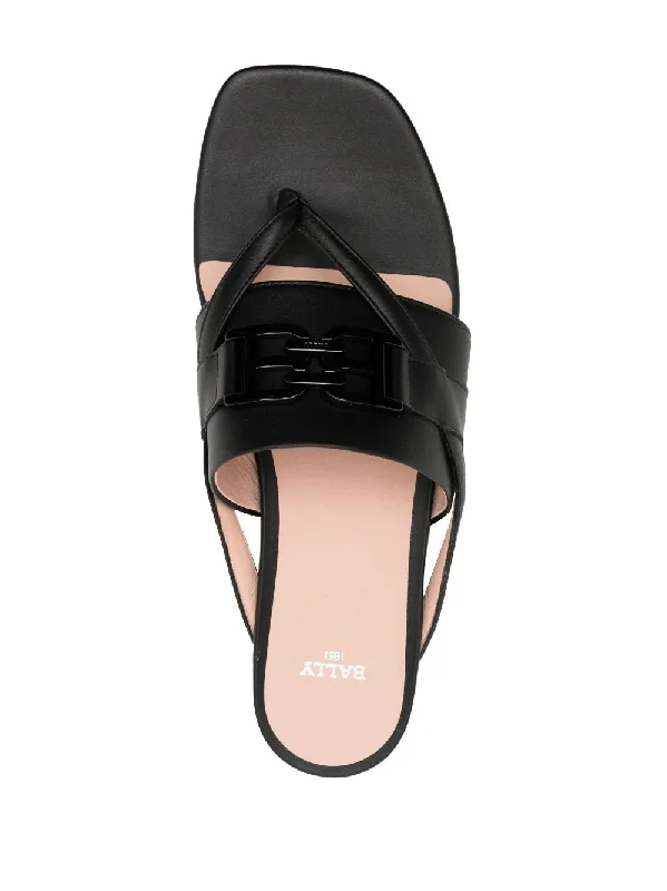 Flats for artistic souls-BALLY Elia Ladies 6302988 Black Calf Leather Flats