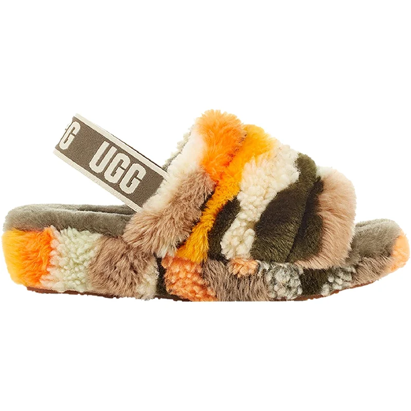 Slippers with soft weave-Women's UGG Fluff Yeah Slide Cali Collage Olive Sheepskin