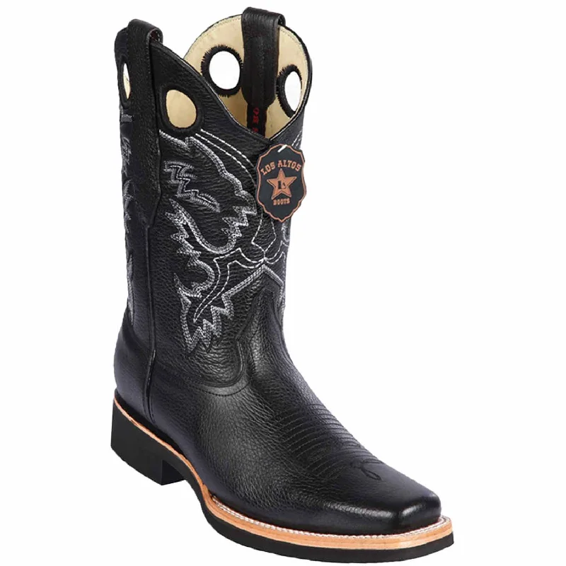 stylish boots for women-Los Altos 813E2705 Men's Black Genuine Grisly Rodeo Boots