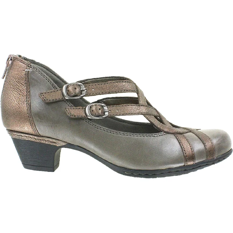 Fashion dress shoes with jewel tones-Women's Rockport Cobb Hill Abbott Curvy Shoe Grey Multi Leather