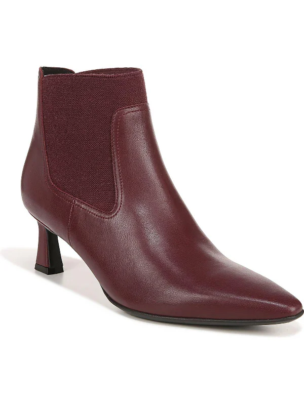 boots for rugged terrain-Daya Womens Leather Pointed Toe Chelsea Boots