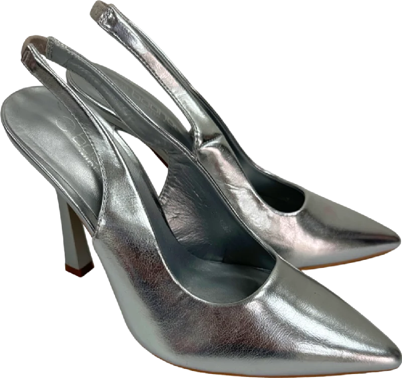 Boohoo Silver High Heel Slingback Shoes EU 38 UK 5